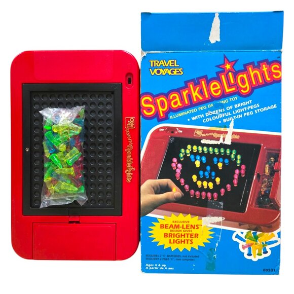 Vintage Sparkle Lights Up Illuminated Peg Drawing Toy Car Travel Battery Fun Kid - Picture 3 of 7